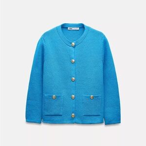 Zara smooth knit cardigan blue